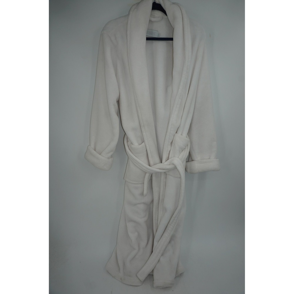 Restoration Hardware Robe Womens XS White Microfiber Fleece Bathrobe Belted